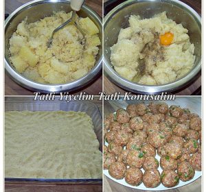 Patates Yatağında Kaşarlı Top Köfte