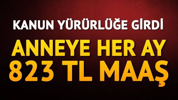 Torba Yasa Yürürlüğe Girdi! Anneye Her Ay 823 TL Maaş Verilecek