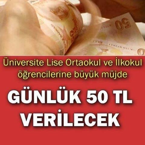 Öğrencilere Her Gün 50 TL Verilecek Mi