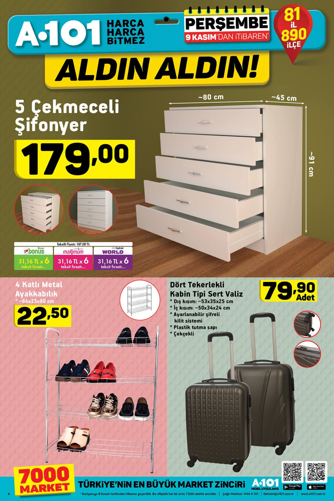 A101 Market 9 Kasım 2017 Aktüel Ürünler Broşürü