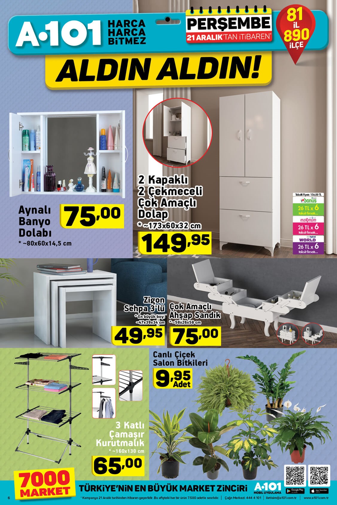 A101 Marketler 21 Aralık 2017 Fırsat Kataloğu Ürünleri