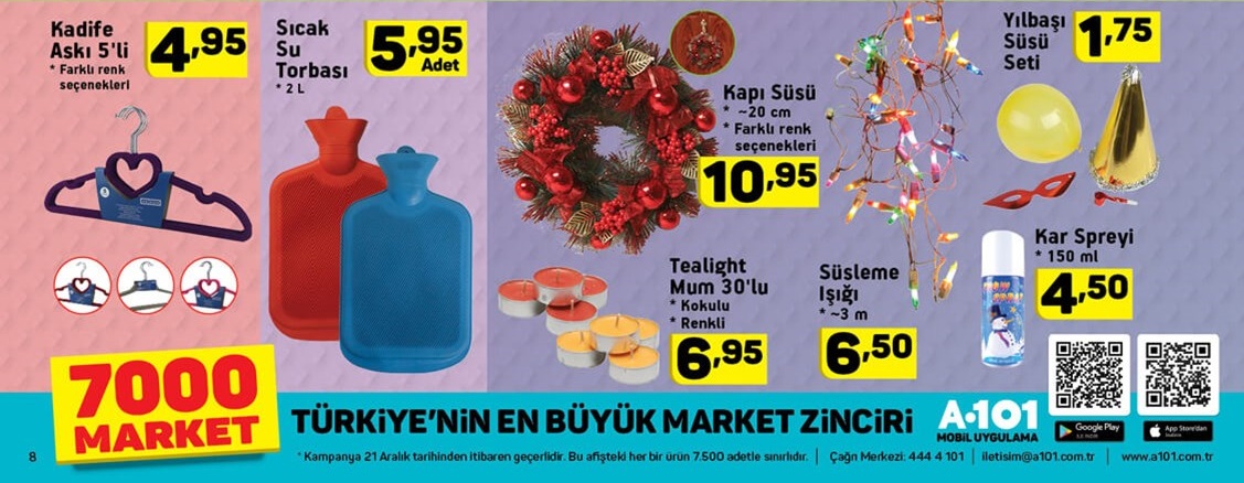 A101 Marketler 21 Aralık 2017 Fırsat Kataloğu Ürünleri