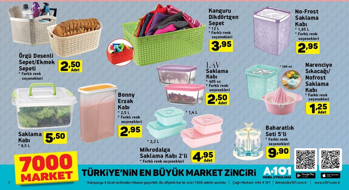 A101 Market 4 - 10 Ocak 2018 Fırsat Broşürü Kataloğu Ürünleri