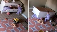 Üzerine Şifoniyer Düşen İkiz Kardeşinin Hayatını Kurtardı Sizin Evde de Sabitlenmemiş Böyle Mobilyalar Varsa Aman Dikkat