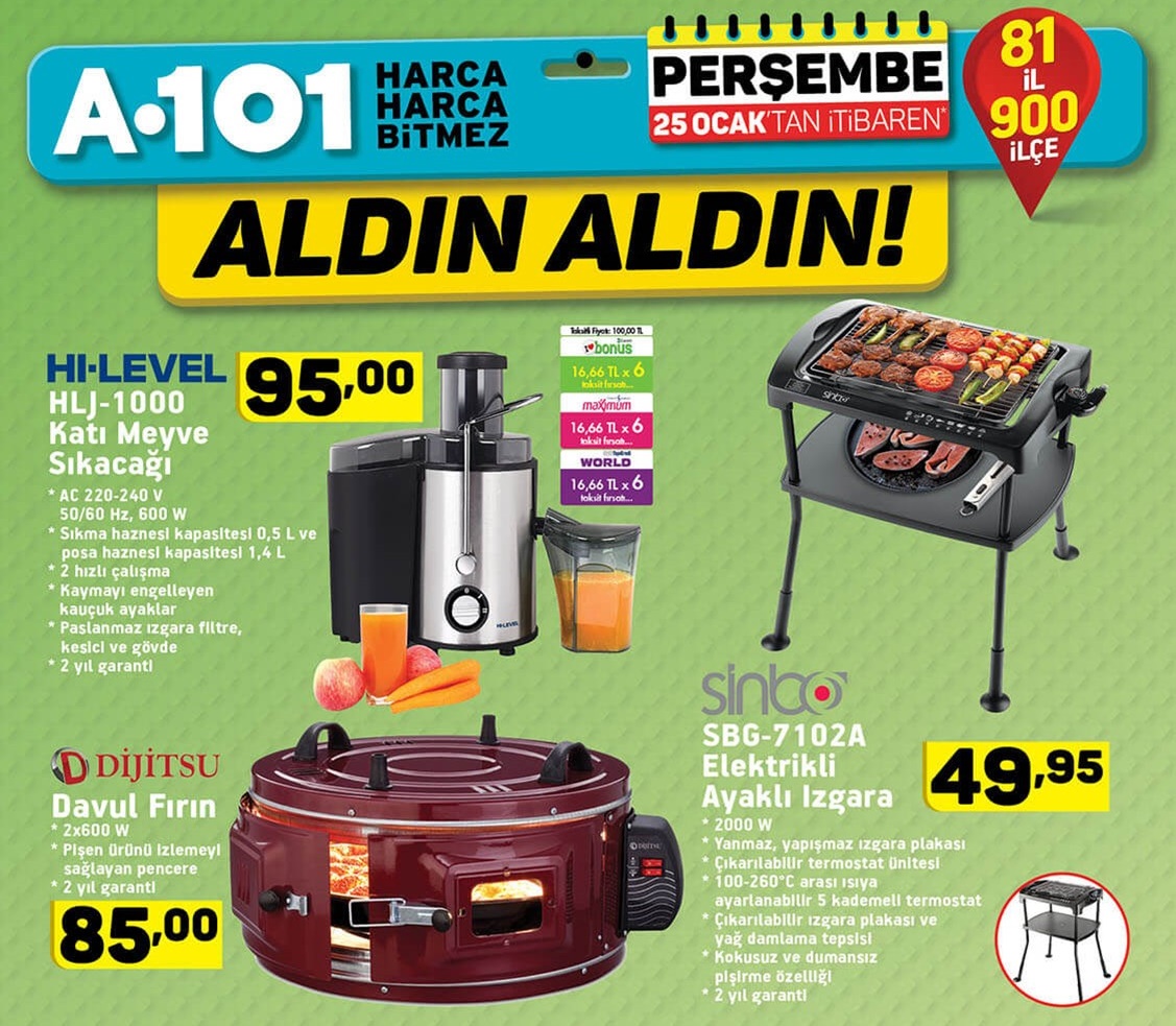 A101 25 Ocak 2018 İndirimli Ürünler Kataloğu