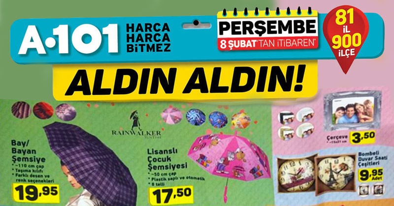 A101 Aktüel 8 Şubat 2018 İndirim Broşürü