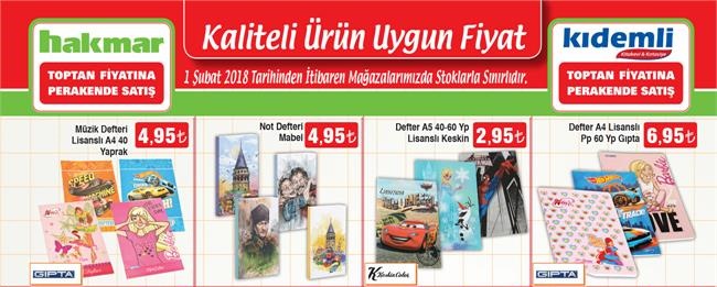 Hakmar 1 Şubat 2018 Aktüel Kırtasiye Ürünleri