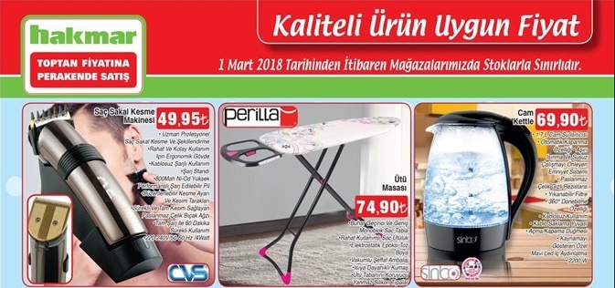 Hakmar 1 Mart 2018 Fırsat Ürünleri