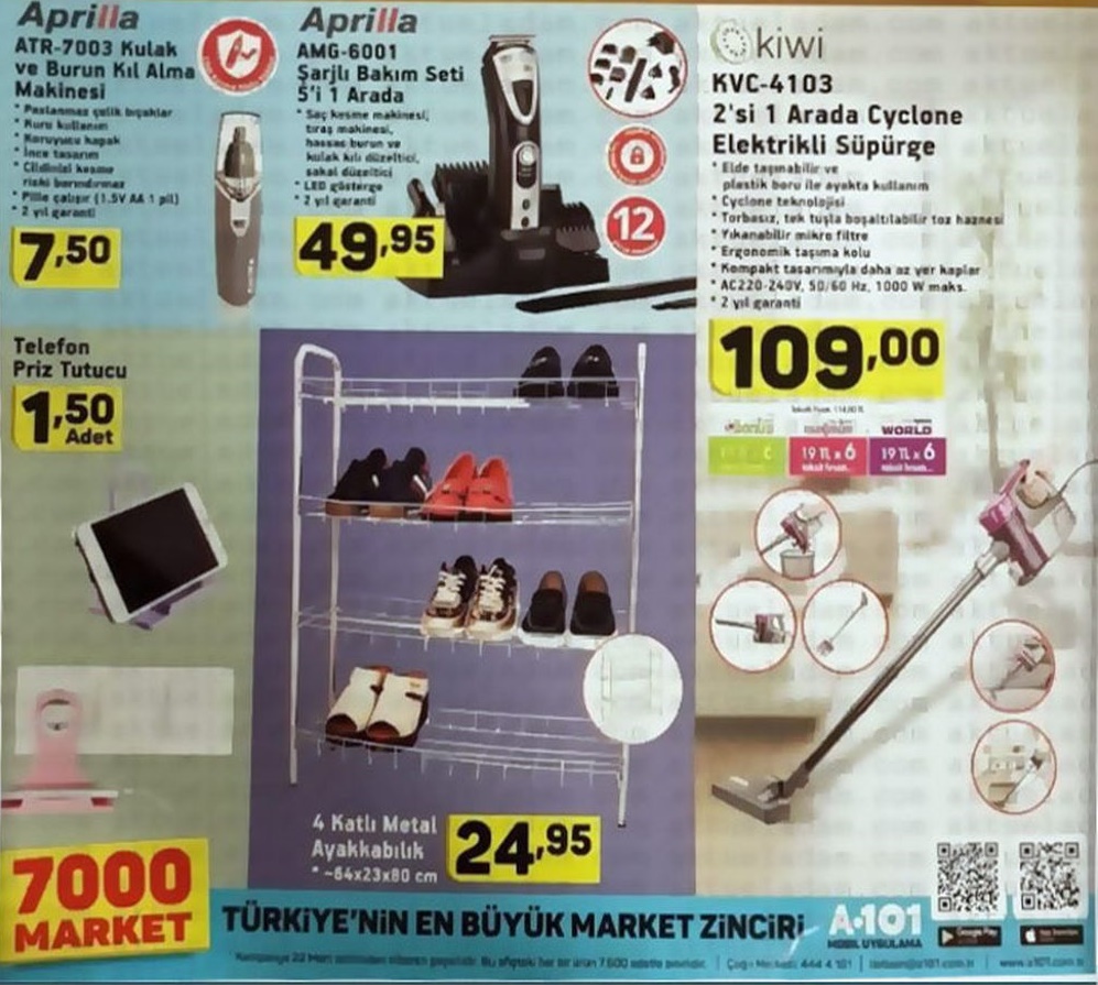 A101 22 Mart 2018 Akütüel Ürünler