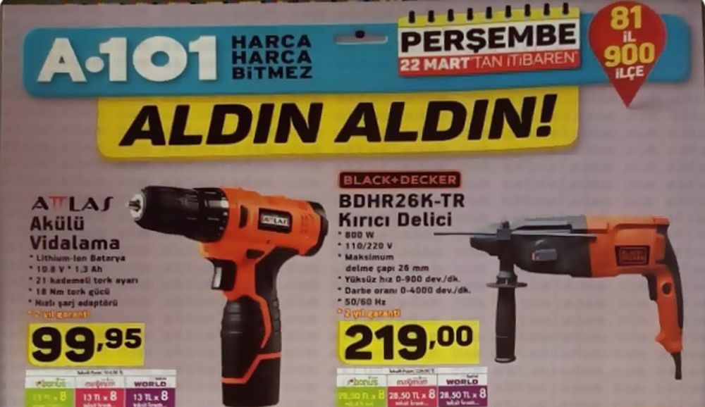 A101 22 Mart 2018 Akütüel Ürünler