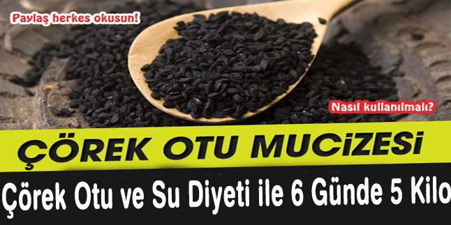 Çörek Otu ve Su Diyeti ile 6 Günde 5 Kilo