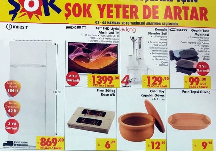 ŞOK 2 Haziran 2018 Aktüel Ürünler Fırsatları