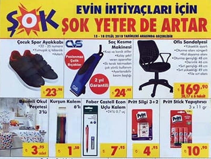 ŞOK Aktüel 15 Eylül 2018 Hafta Sonu Fırsatları