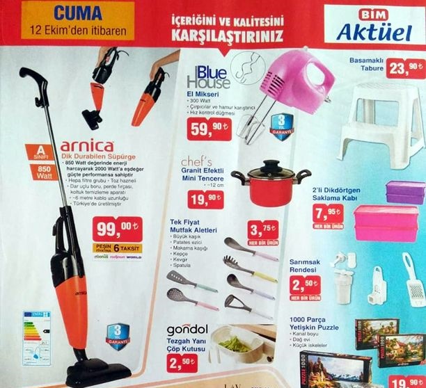 BİM 12 Ekim 2018 Cuma Fırsat Ürünleri Kataloğu