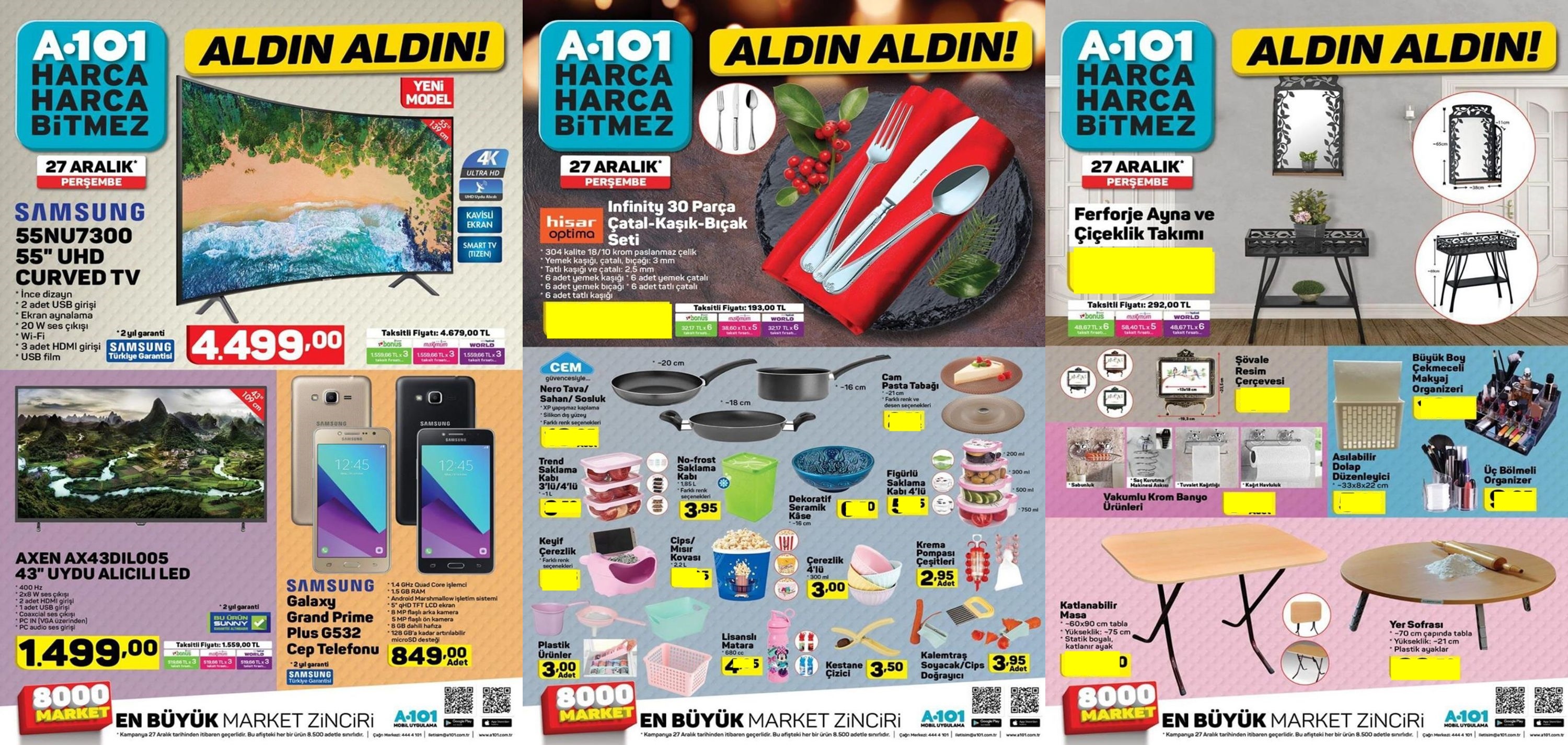 A101 Yılın Son Aralık Kataloğu 27 Aralık 2018 Ürünleri