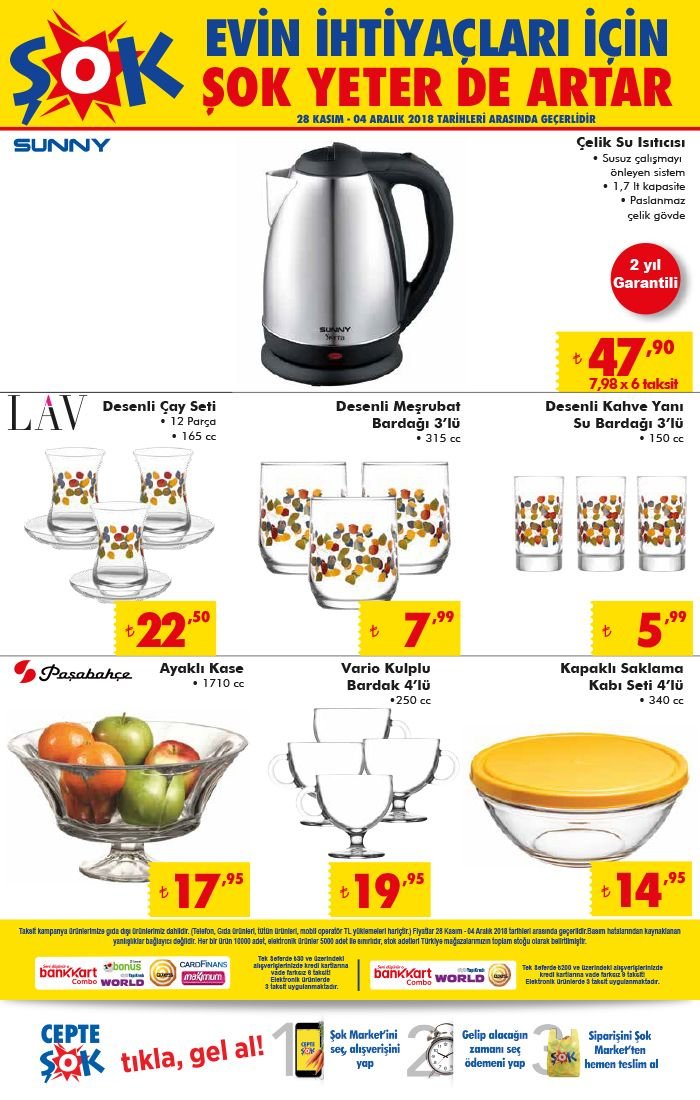 Şok 1 Aralık - 4 Aralık 2018 aktüel ürünler kataloğu yayınlandı